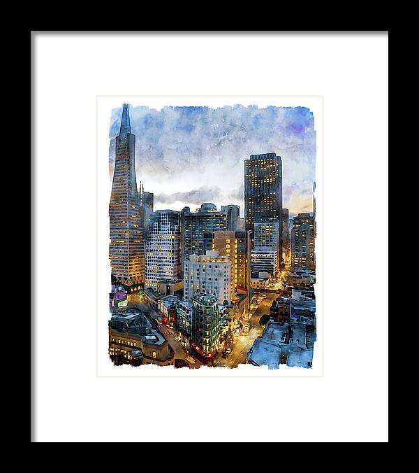 San Francisco Framed Print featuring the painting San Francisco at Night by AM FineArtPrints