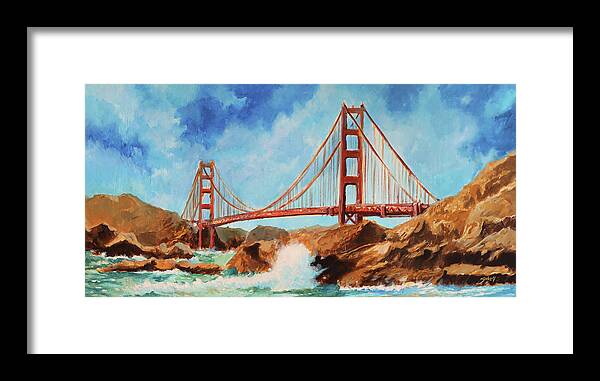 San Francisco Framed Print featuring the painting San Francisco Golden Gate by Sv Bell