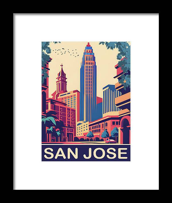 San Jose Framed Print featuring the digital art San Jose, California by Long Shot