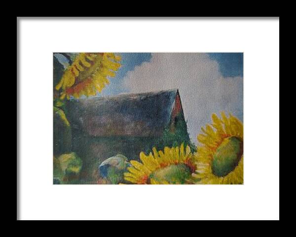 Sunflowers Framed Print featuring the painting Sand Mountain Sunflowers by ML McCormick