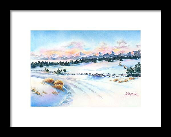 This Was My View Early One Cold Framed Print featuring the painting Sangres Sunrise by Jill Westbrook