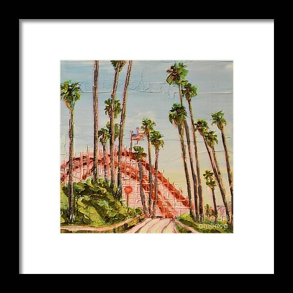 Santa Cruz Framed Print featuring the painting Santa Cruz Coaster Palms by PJ Kirk