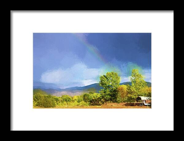 Photography. Photopainting Framed Print featuring the digital art Santa Fe Rainbow by Terry Davis