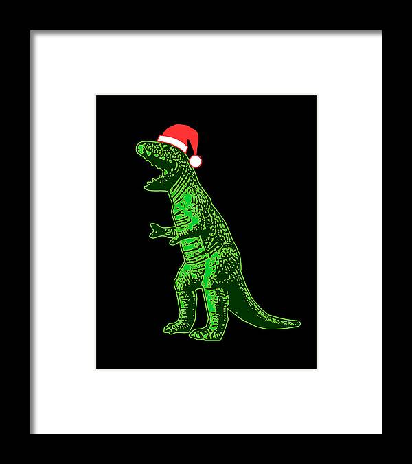 Christmas 2023 Framed Print featuring the digital art Santasaurus by Flippin Sweet Gear