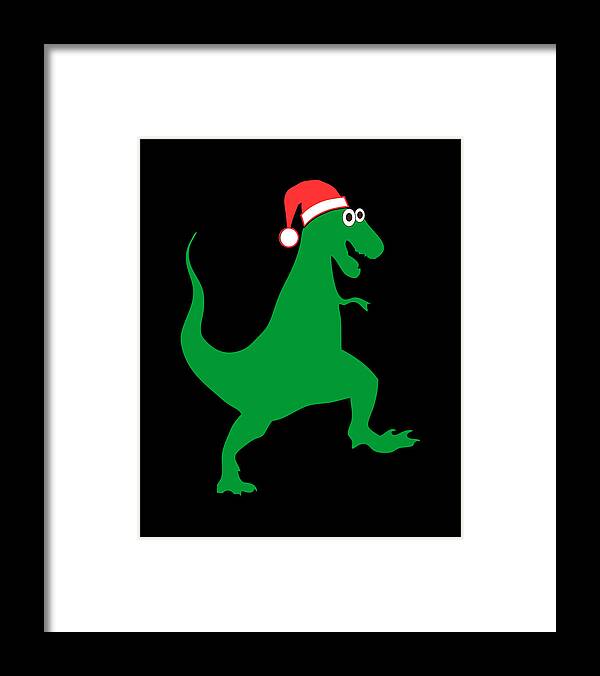 Christmas Framed Print featuring the digital art Santasaurus Santa T-Rex Dinosaur Christmas by Flippin Sweet Gear
