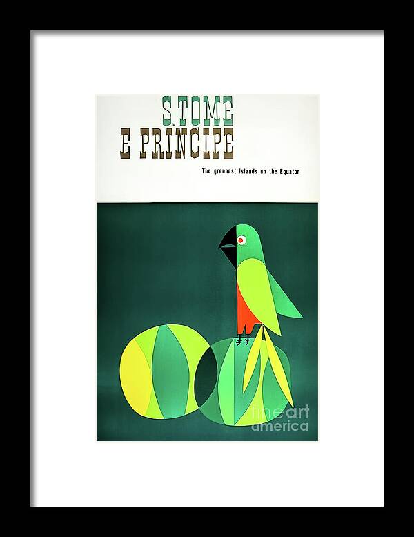 1960 Framed Print featuring the drawing Sao Tome and Principe Travel Poster 1960 by M G Whittingham