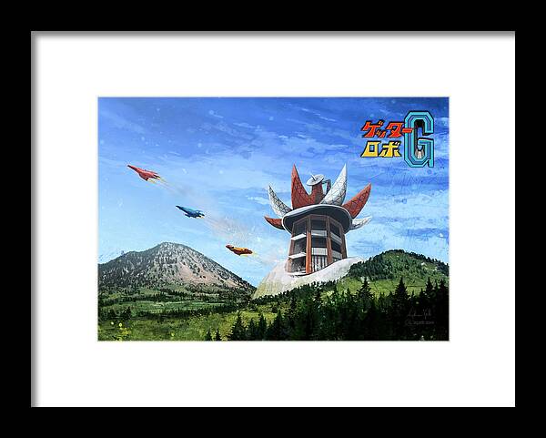 Scifi Framed Print featuring the digital art Saotome Institute take off by Andrea Gatti