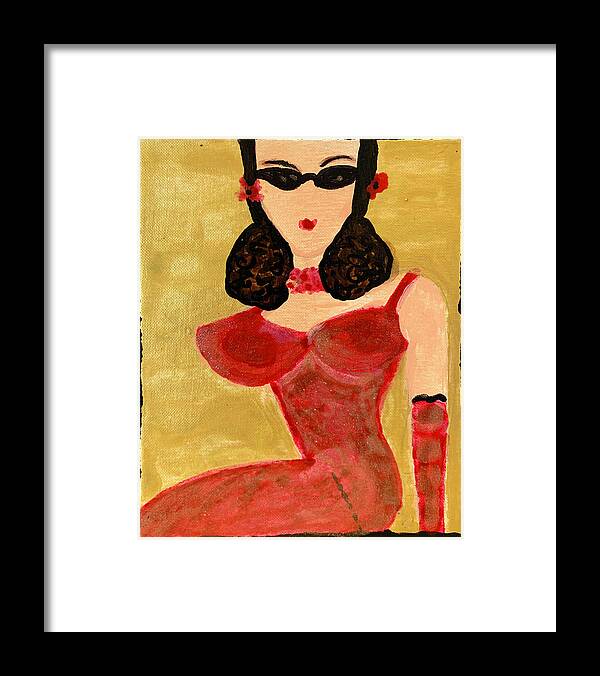 Lady In Red Framed Print featuring the painting Sassy in Red by Leslie Porter