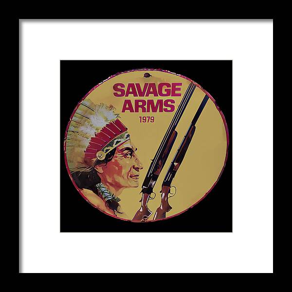 Savage Arms Framed Print featuring the photograph Savage arms vintage sign by Flees Photos