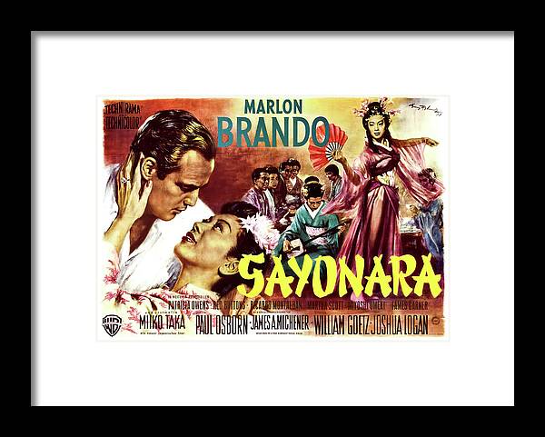 Hans Framed Print featuring the mixed media ''Sayonara'', 1957 - art by Hans Otto Wendt by Movie World Posters