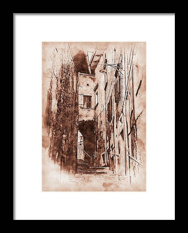 Italian Village Framed Print featuring the painting Scanno, an ancient italian town - 02 by AM FineArtPrints