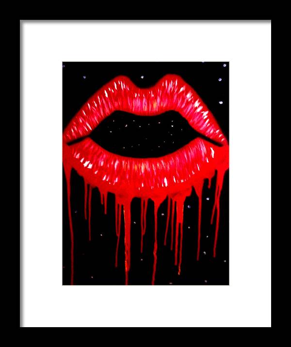 Lips Framed Print featuring the painting Scarlett Lips by Anna Adams