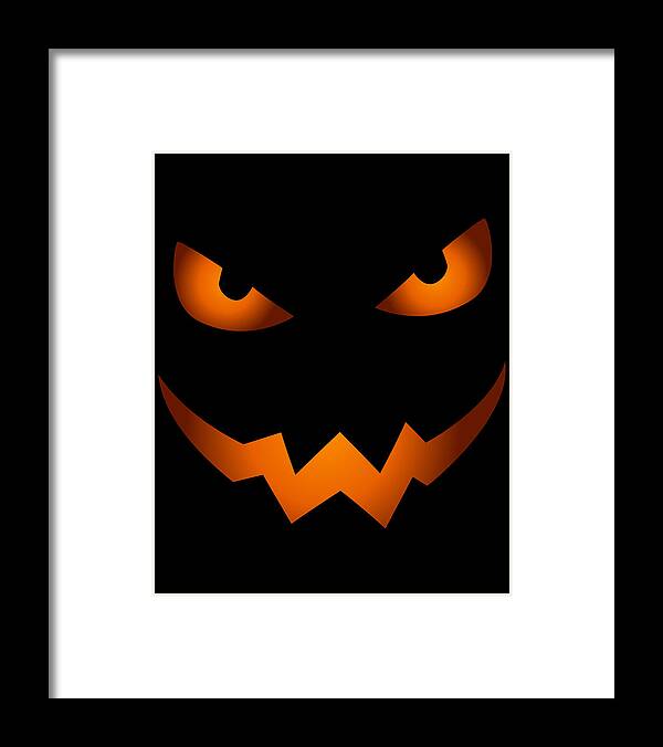 Scary Pumpkin Framed Print featuring the digital art Scary Jack O Lantern Pumpkin Face Halloween Costume by Flippin Sweet Gear
