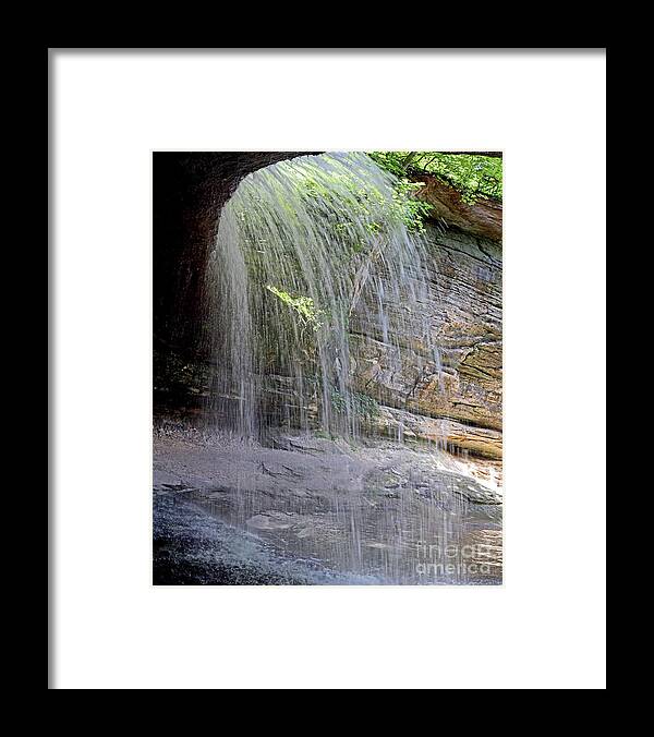 River Framed Print featuring the photograph Scenic View Under Waterfall La Salle Canyon Starved Rock IL by Pete Klinger