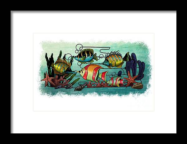  Framed Print featuring the painting School Of Fish by Lisa Middleton