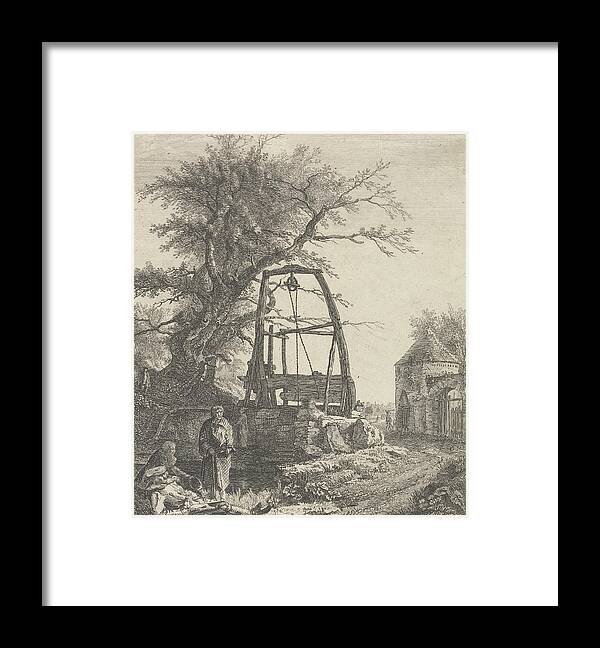 18th Century Art Framed Print featuring the relief Scottish Beggars Resting near a Well by Paul Sandby