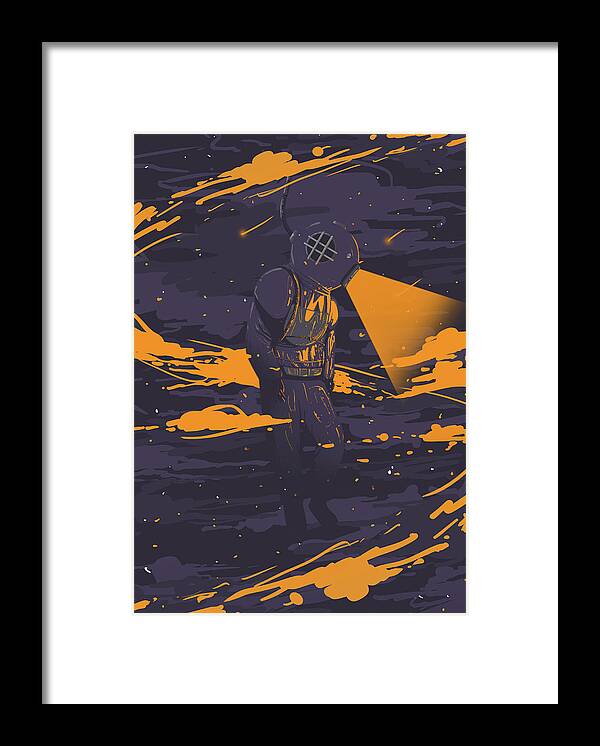 Scuba Framed Print featuring the digital art Scuba Diving by Sambel Pedes