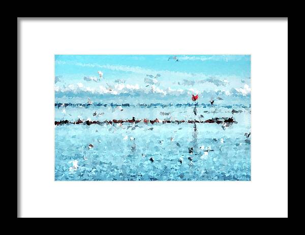Abstract Seascape Framed Print featuring the painting Sea Breeze by Alex Mir