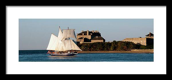 Schooner Framed Print featuring the photograph Sea King Passes Fort Niagara - Niagara on the Lake by Kenneth Lane Smith