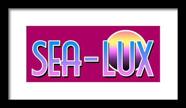 Sea Framed Print featuring the digital art Sea Lux Retro Resort Logo by Christopher Lotito