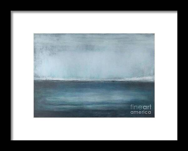 Sea Framed Print featuring the painting Sea Painting sea sky distance far across abstract art artistic backdrop background beach beautiful beauty blue bright coast coastline color colorful day decoration design digital gradient graphic by N Akkash