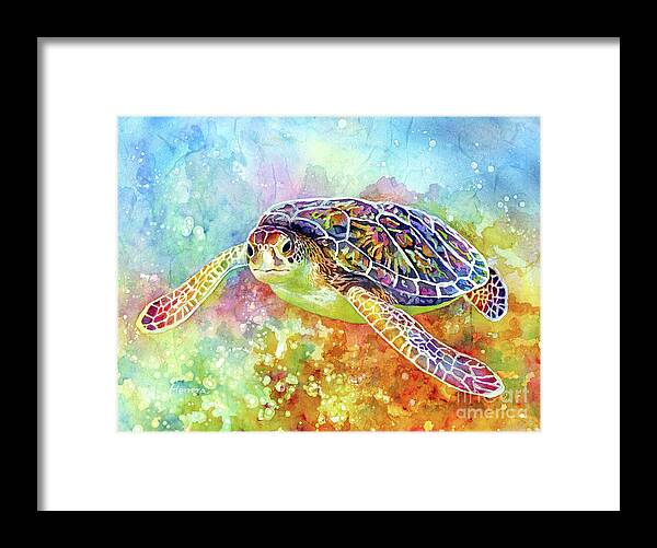 Urtle Framed Print featuring the painting Sea Turtle 3-pastel colors by Hailey E Herrera