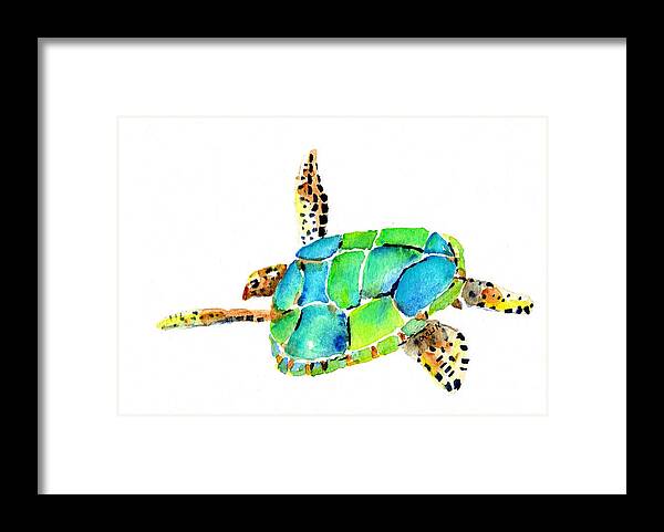 Turtle Framed Print featuring the painting Sea Turtle by Carlin Blahnik CarlinArtWatercolor