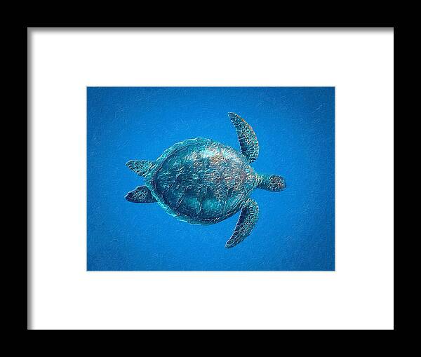 Animal Framed Print featuring the painting Sea Turtle by Tony Rubino