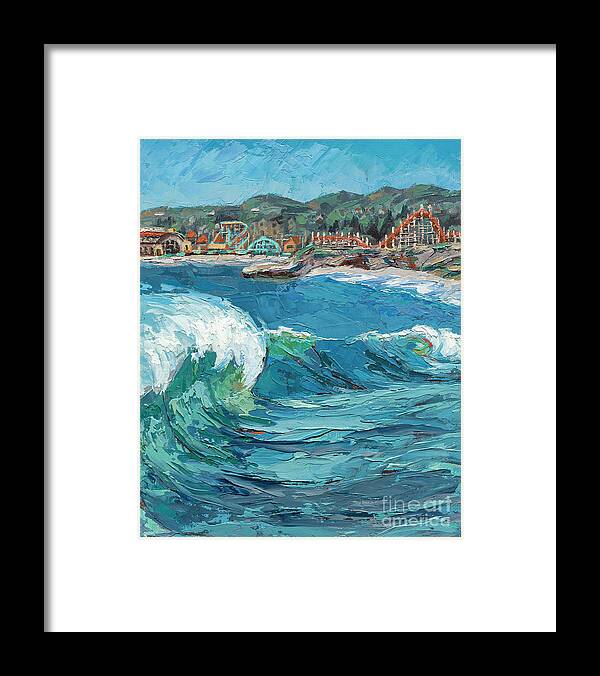 Ocean Framed Print featuring the painting SeaBright Wave Vertical, 2021 by PJ Kirk