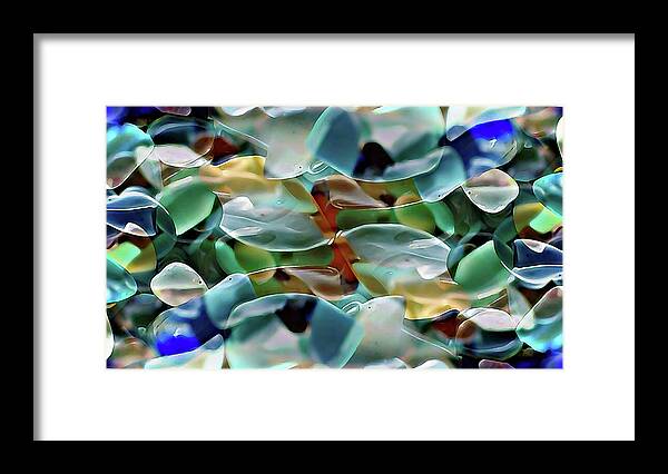 Glass Framed Print featuring the digital art Seaglass Abstract by David Manlove
