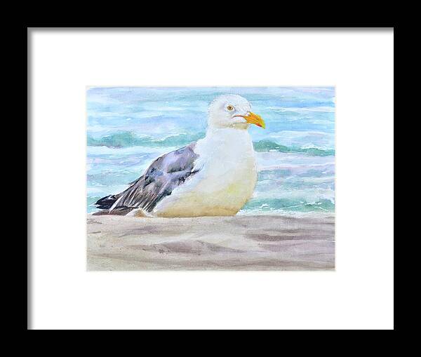 Seagull Framed Print featuring the painting Seagull at Rest by Patty Kay Hall