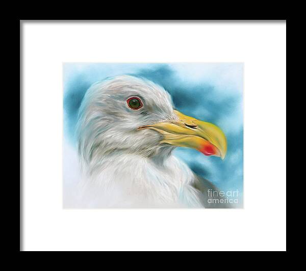 Bird Framed Print featuring the painting Seagull with Red Spotted Beak by MM Anderson