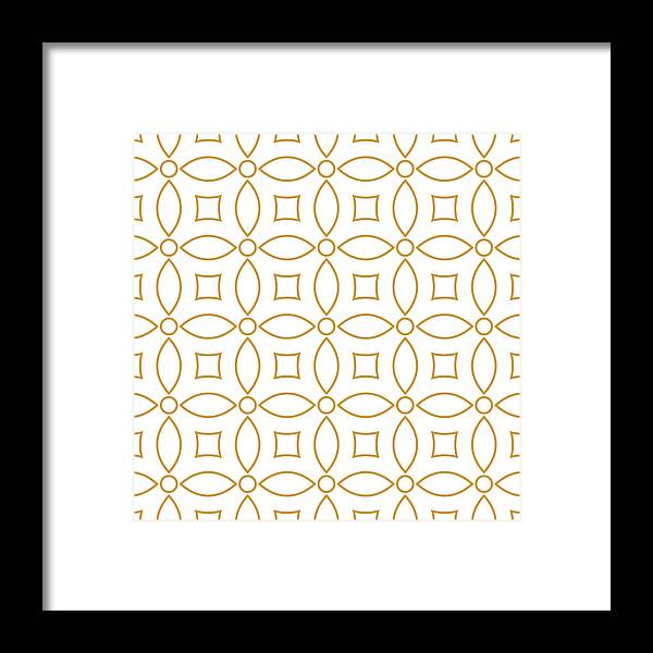 White Background Framed Print featuring the drawing Seamless background pattern - gold wallpaper - vector Illustration by Poligrafistka