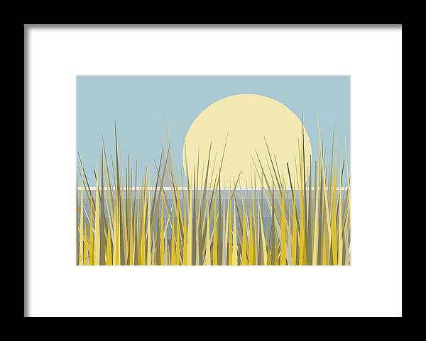 Seaside Blues Framed Print featuring the digital art Seaside Blues by Val Arie