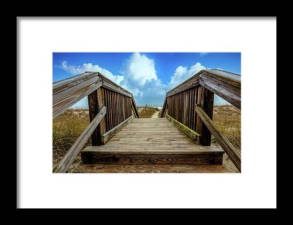 Boardwalk Framed Print featuring the photograph Seaside Dunes Boardwalk by Debra and Dave Vanderlaan