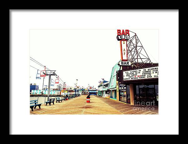 Before The Crowds Bar Framed Print featuring the photograph Seaside Heights Before the Crowds in New Jersey by John Rizzuto
