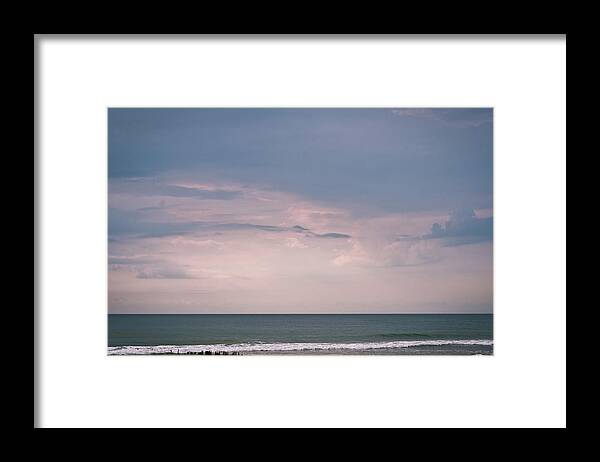 Background Framed Print featuring the photograph Seaside pastel sky by Isabelle Bouchard