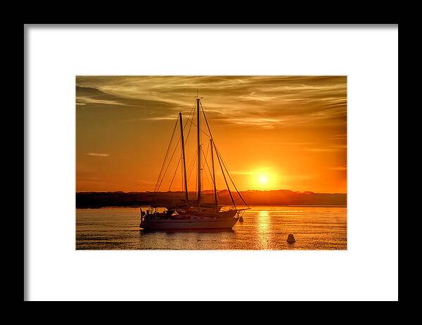 Sunset Framed Print featuring the photograph Seaside Sunset View by Barbara Snyder