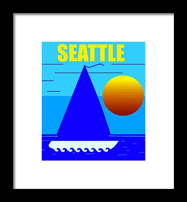Sailing Framed Print featuring the mixed media Seattle sailing by David Lee Thompson