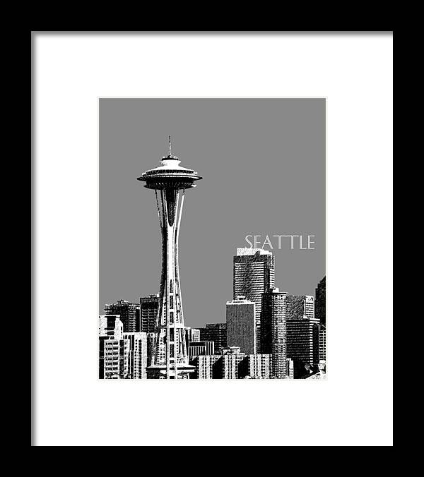 Architecture Framed Print featuring the digital art Seattle Skyline Space Needle - Pewter by DB Artist