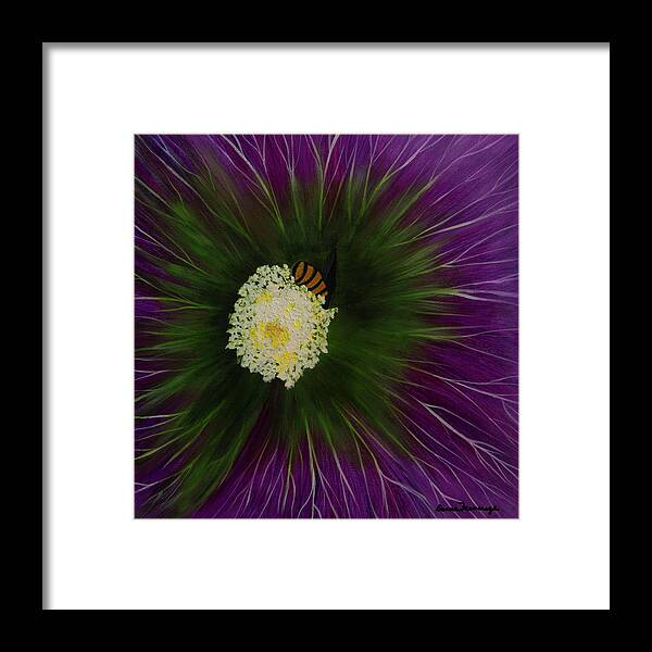 Purple Framed Print featuring the painting See the Bee? by Donna Manaraze