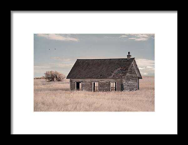 Lake Ibsen Framed Print featuring the photograph See Through Schoolhouse - Lake Ibsen schoolhouse, Benson County, ND near Brinsmade by Peter Herman