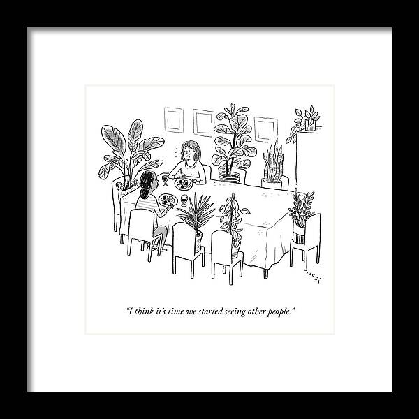 I Think It's Time We Started Seeing Other People. Framed Print featuring the drawing Seeing Other People by Zoe Si