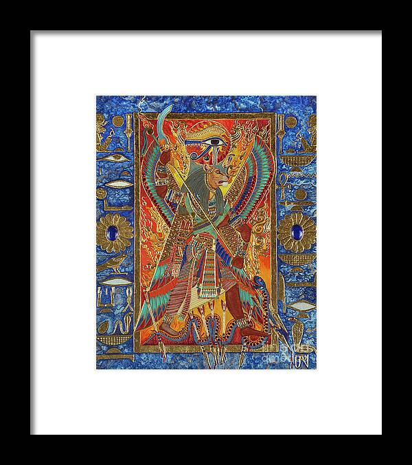 Sekhmet Framed Print featuring the mixed media Sekhmet the Eye of Ra by Ptahmassu Nofra-Uaa