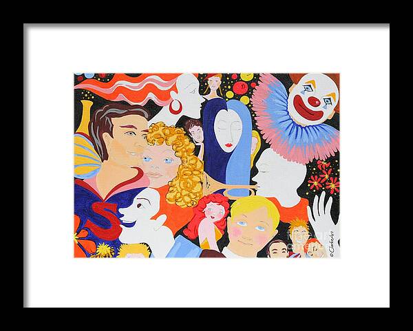 Colorful Framed Print featuring the painting Send in The Clowns by Jean Clarke