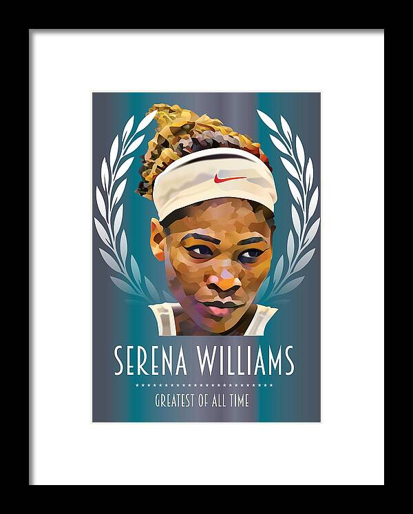 Movie Poster Framed Print featuring the digital art Serena Williams - Greatest Of All Time by Movie Poster Boy