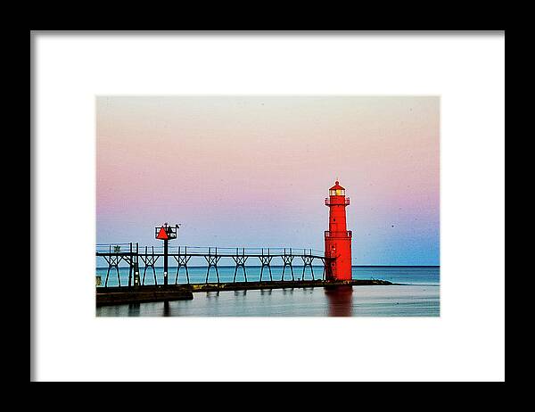 Algoma Lighthouse Lake Michigan Door County Wi Wisconsin Kewaunee County Water Kansas Detroit Green Bay Sturgeon Bay Germany France England Canada Framed Print featuring the photograph Serendipity by Windshield Photography