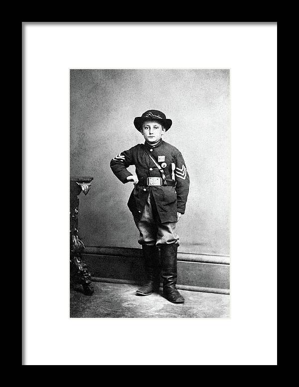 Sergeant Johnny Clem Framed Print featuring the photograph Sergeant Johnny Clem Portrait - Civil War 1863 by War Is Hell Store