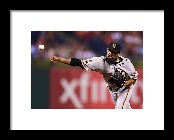Three Quarter Length Framed Print featuring the photograph Sergio Romo by Drew Hallowell