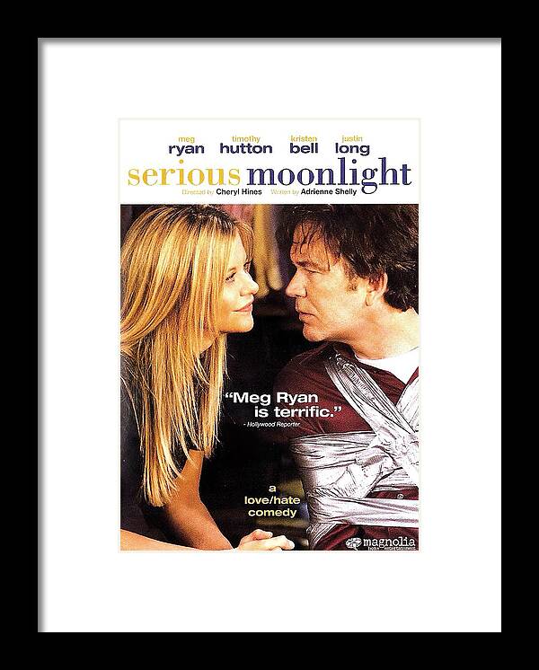 Serious Framed Print featuring the mixed media ''Serious Moonlight'', 2009, movie poster by Stars on Art